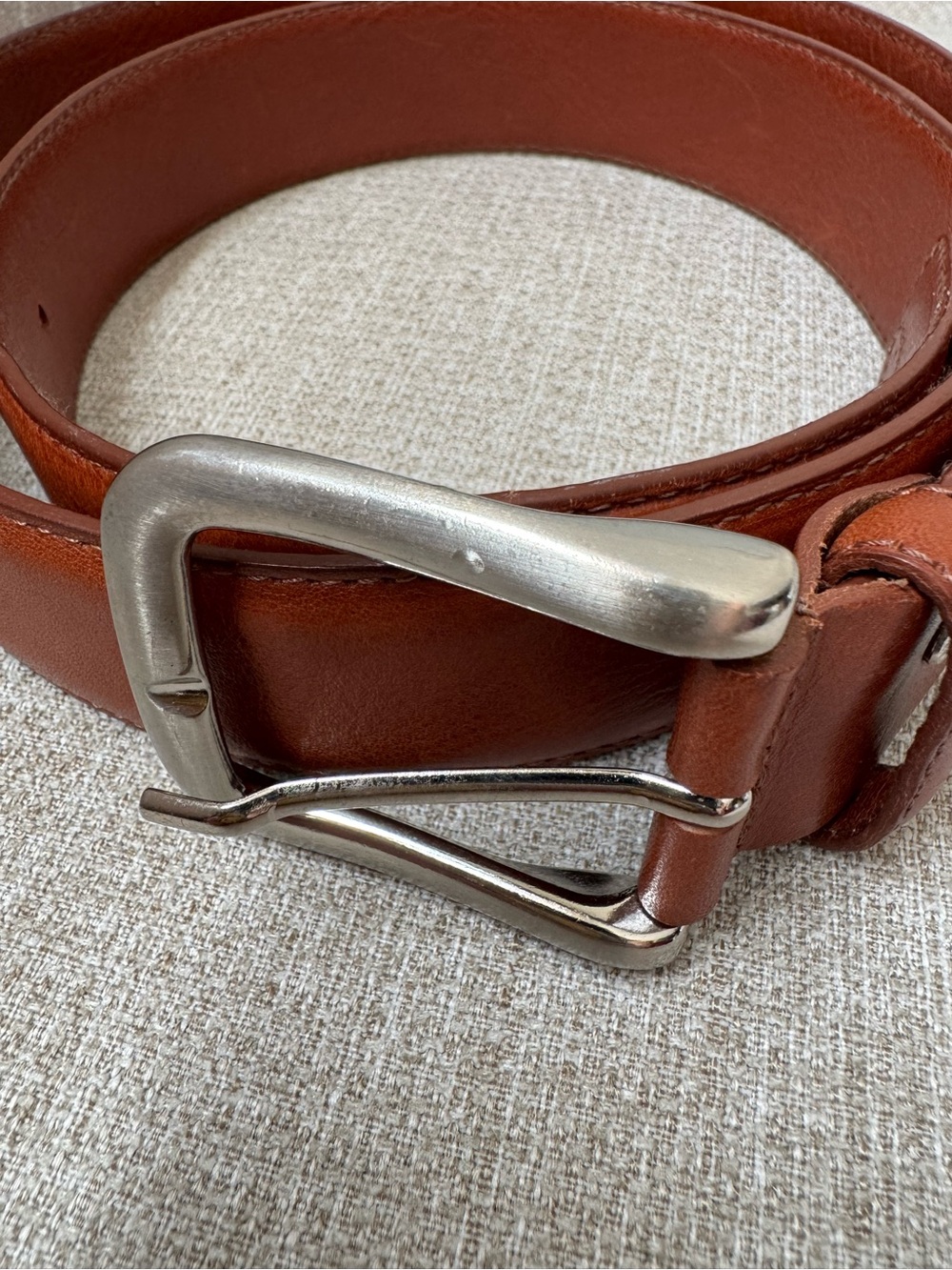 OfficinArtigiana Men's Brown Leather Belt Size 38 Made In Italy Classic Casual